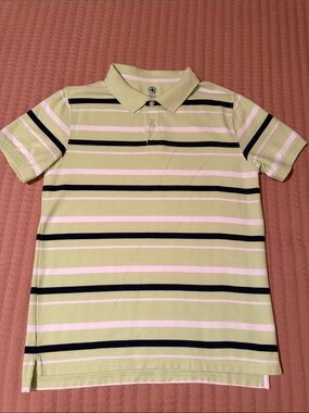 Boy’s Striped Polo Shirt - Light Green & Navy by J. Khaki